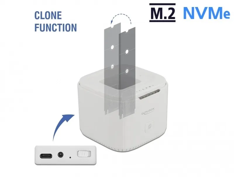 Delock Dokovací stanice M.2 pro 2 x SSD M.2 NVMe PCIe s funkcí klonování (63331)