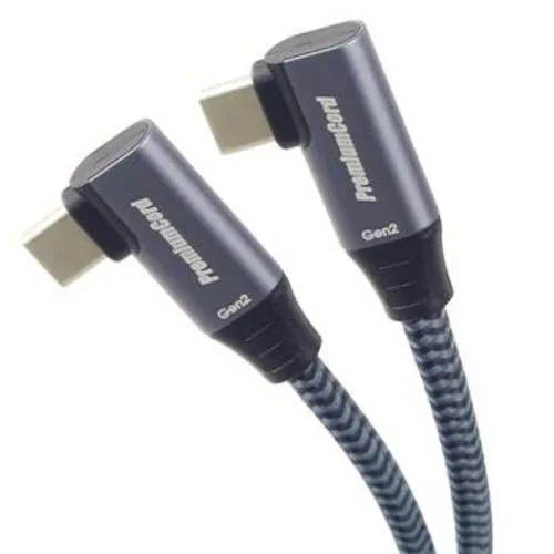 KABEL USB USB-C 2x zahnutý kabel ( USB 3.2 GEN 2x2, 5A, 100W, 20Gbit/s ) bavlněný oplet, 0,5m