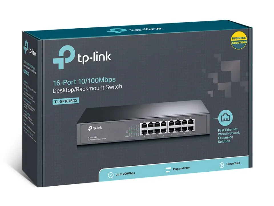 TP-LINK TL-SF1016DS 16port 16xTP 10/100Mbps 16port switch, kovový