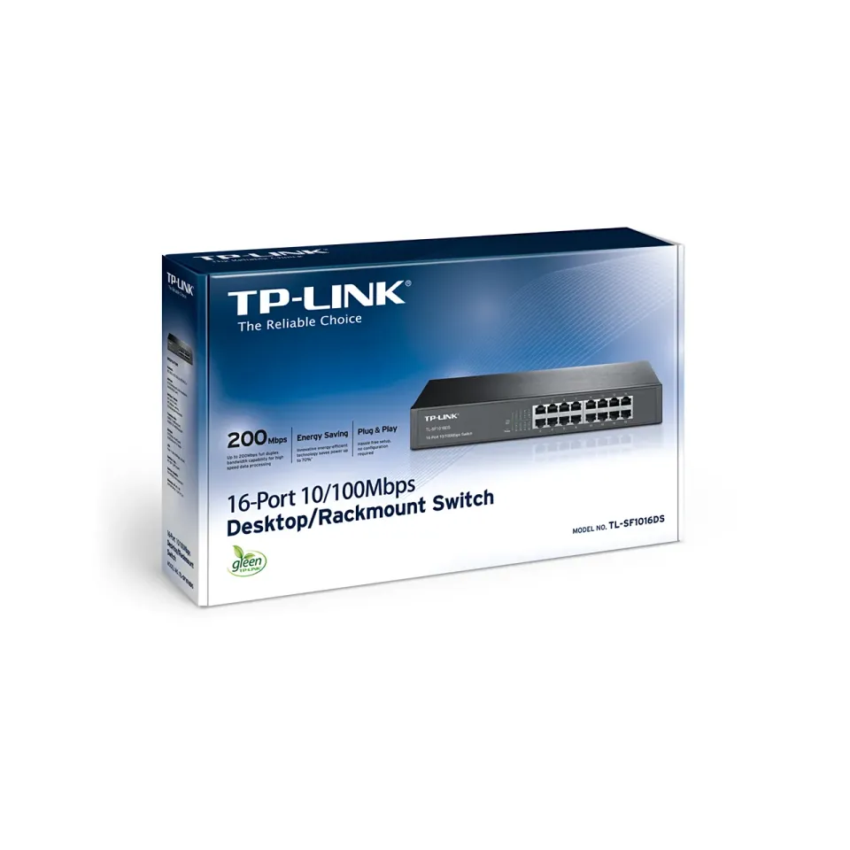 TP-LINK TL-SF1016DS 16port 16xTP 10/100Mbps 16port switch, kovový