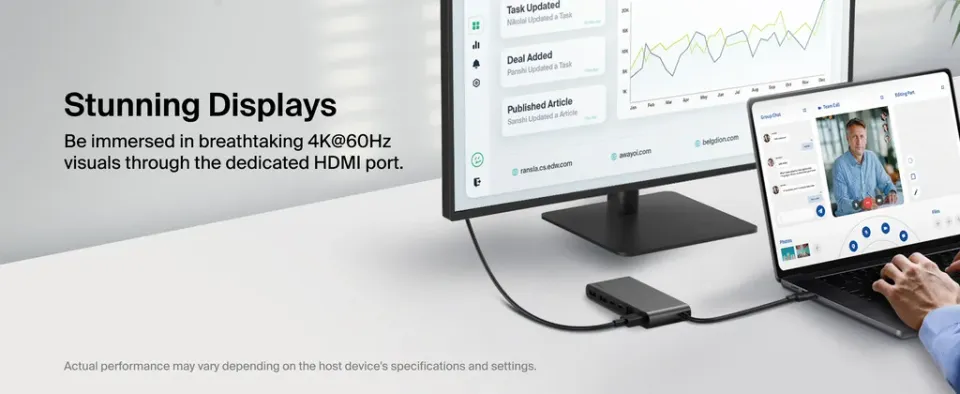 Belkin CONNECT Connect 8v1 USB-C hub s dvojitým USB-C portem – stříbrný