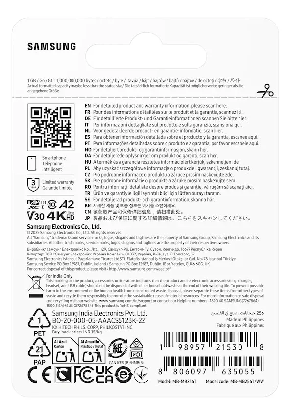 Samsung micro SD karta T7 - 256GB + USB adaptér