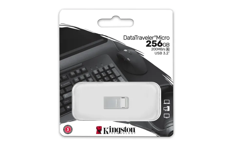 KINGSTON DataTraveler Micro 256GB kovový USB3.2 flash drive (stříbrný)