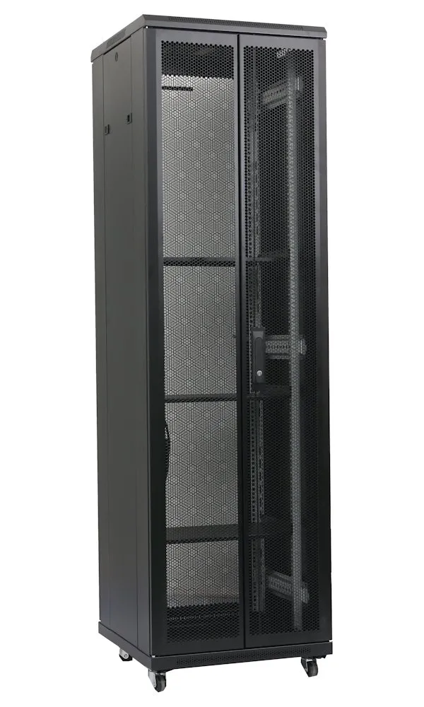 XtendLan TELCO 42U/800x1000 stojanový, černý, perforované dvoukřídlé(dvoudílné) dveře a záda