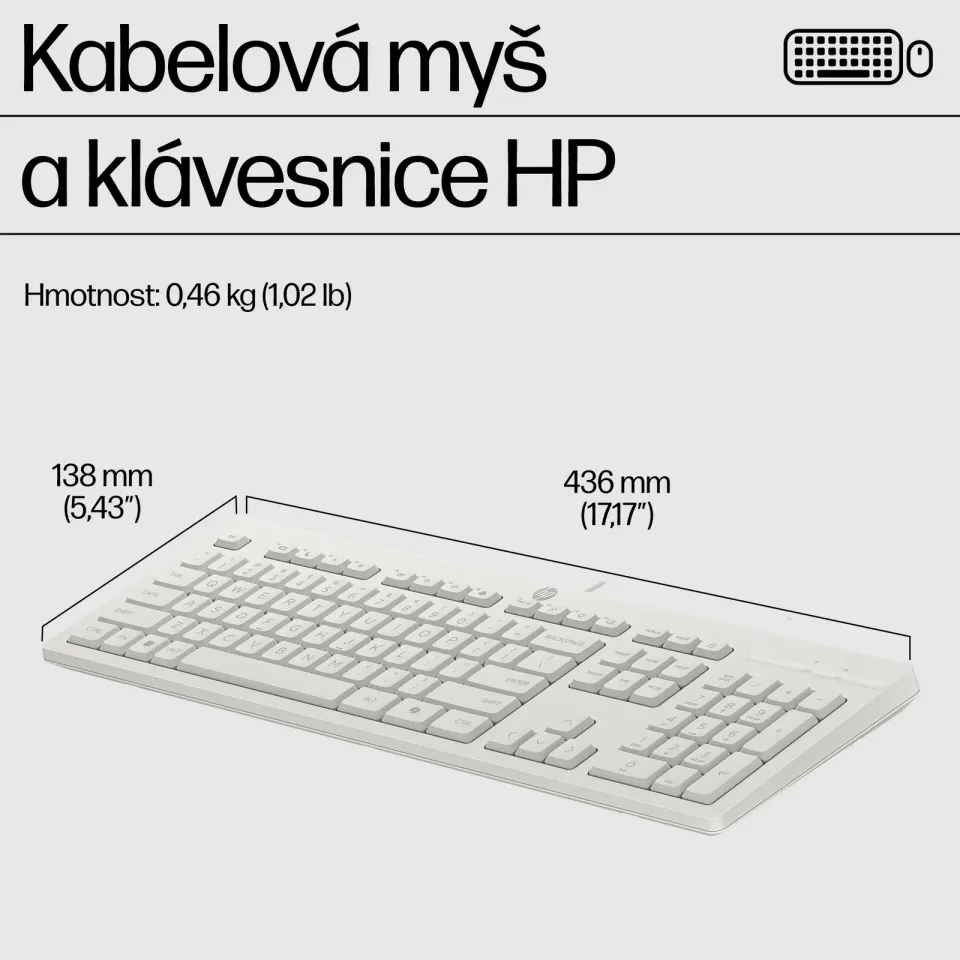 HP 225 Wired Mouse and Keyboard Combo G2 - White English
