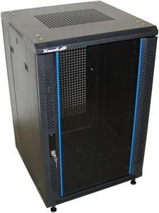 XtendLan 32U/600x800 stojanový, černý, skleněné dveře, perforovaná záda