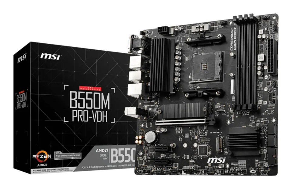 MSI MB Sc AM4 B550M PRO-VDH, AMD B550, 4xDDR4, 1xDP, 1xHDMI, 1xVGA, mATX