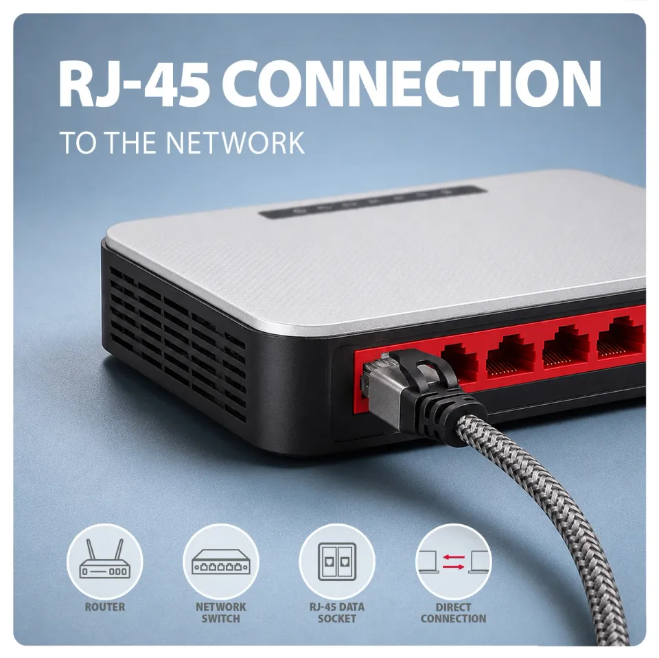 AXAGON ADE-CM50, USB-C Gigabit Ethernet adaptér s integrovaným síťovým CAT6 kabelem RJ-45 (5m)