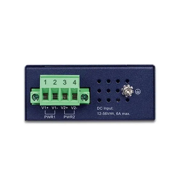 Planet IPOE-260-12V PoE průmyslový injektor, 2x port, 4x1Gb, 2x 802.3at 36/72W, DIN, IP30, -40~75°C, dual power 12-56VDC