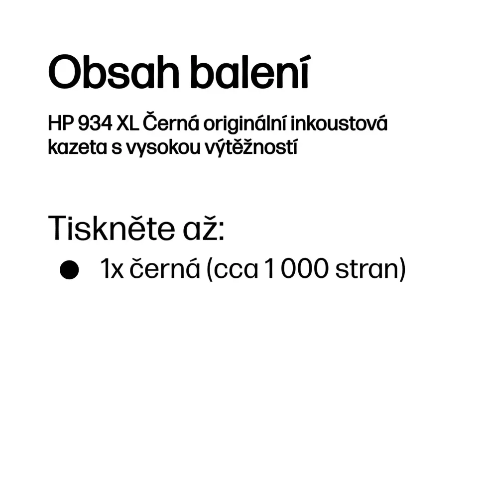 HP 934XL černá inkoustová kazeta, C2P23AE