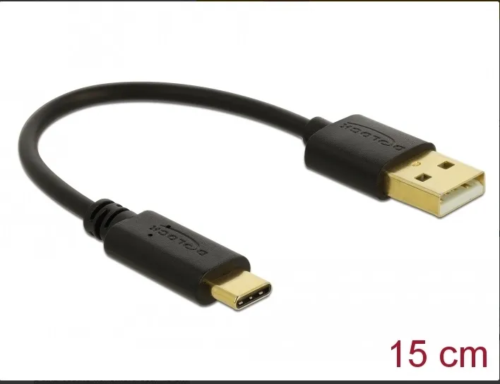 Delock Nabíjecí kabel USB Typu-A na USB Type-C, délky 3 A 15 cm