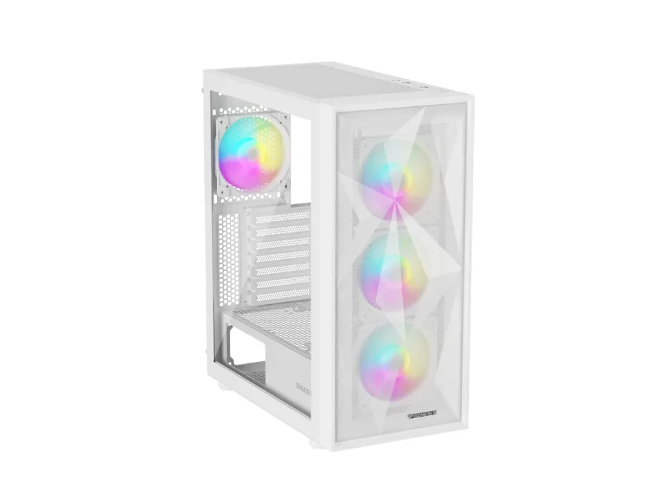 Počítačová skříň Genesis DIAXID 605 ARGB/Midi Tower/Transpar./Bílá