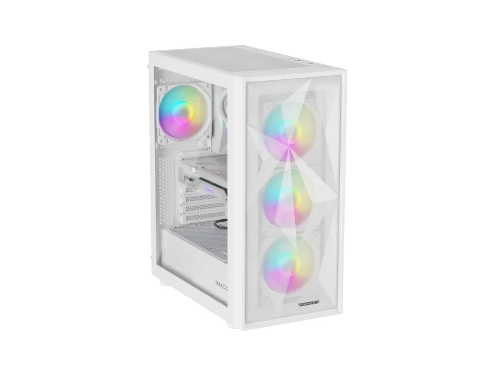 Počítačová skříň Genesis DIAXID 605 ARGB/Midi Tower/Transpar./Bílá