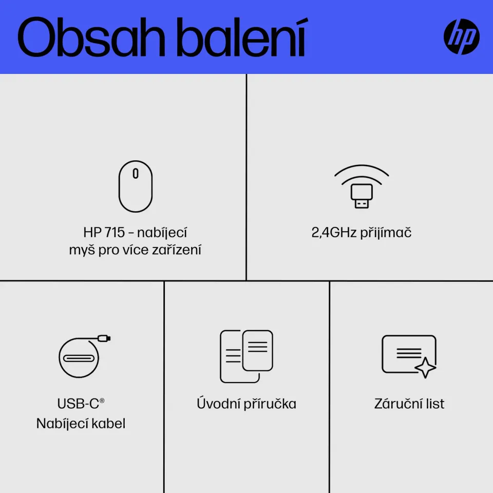 HP myš - 715 Rechargeable Multi-Device Bluetooth Mouse