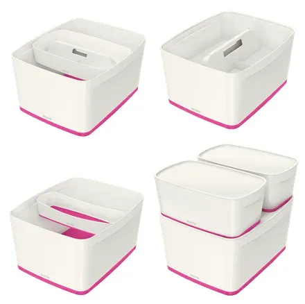 LEITZ Úložný box s víkem MyBox, velikost L, bílá/růžová