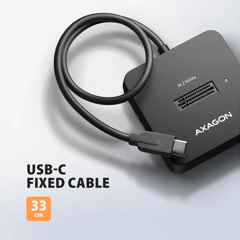 AXAGON ADSA-M2C11L, USB-C 10Gbps dokovací stanice pro 1× M.2 NVMe SSD