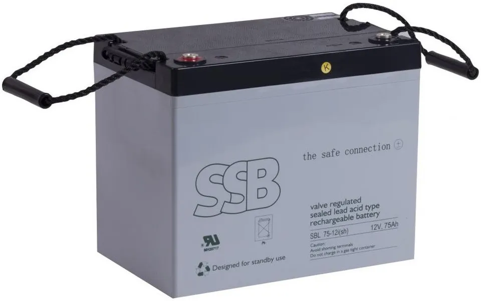 SSB olověná baterie AGM 12V 75Ah, životnost 10-12let, M6 konektor