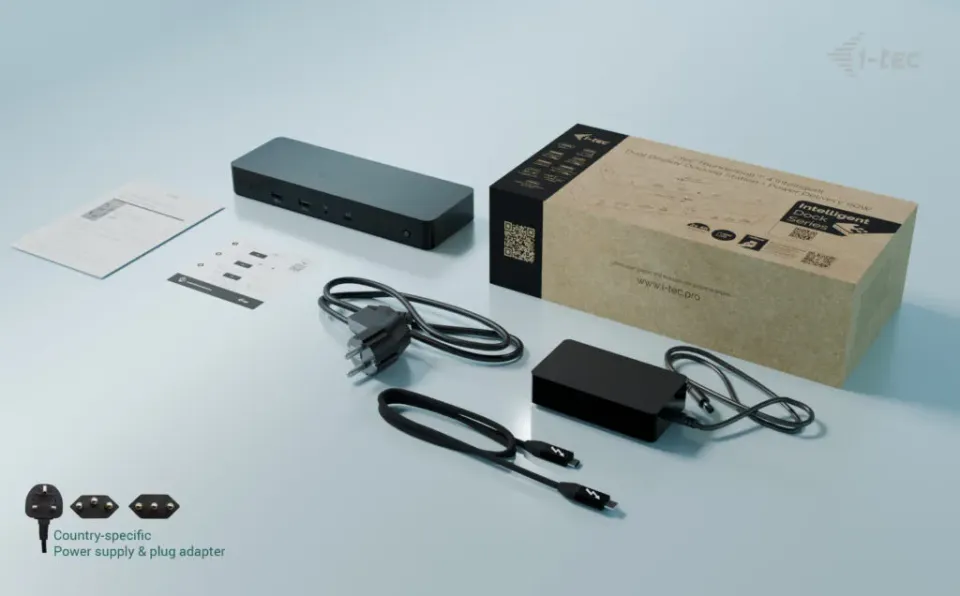 i-tec Thunderbolt 4 Intelligent Dual Display Docking Station, Power Delivery 90W