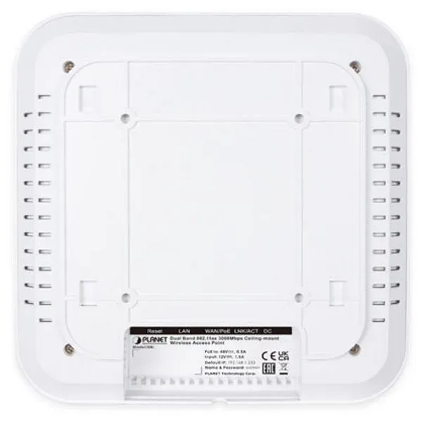 Planet WDAP-C3000AX, 2.4/5GHz Wi-Fi 6 AP, 802.11ax (3Gb/s), 2x 1Gb, 4x 4dBi, MESH, VLAN, multi-SSID, 256 klientů, PoE