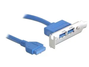 Delock záslepka 1x interní 19pin USB 3.0 > 2 x USB 3.0-A samice externí - low p