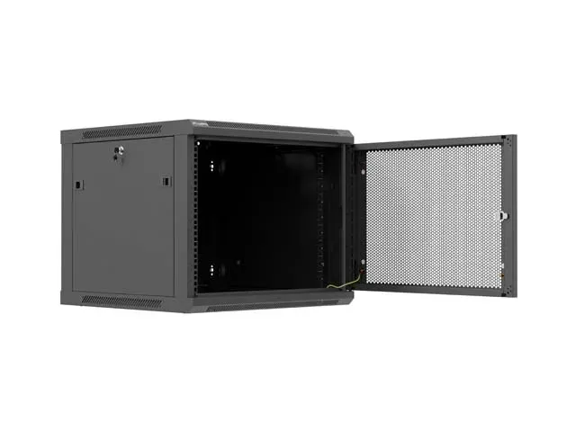 LANBERG NÁSTĚNNÁ INSTALAČNÍ SKŘÍŇ 19" 9U 600X600 ČERNÉ PERFOROVANÉ DVEŘE (PLOCHÉ BALENÍ)