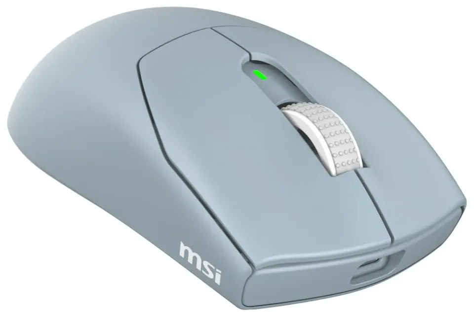 MSI herní myš FORGE GM340 Wireless Sky/ bezdrátová/ 12.000 dpi/ 2,4GHz/ BT5.2/ USB/ 6 tlačítek/ světle modrá