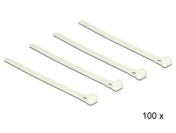 Delock wiederverwendbare Kabelbinder weiß L 150 x B 7,2 mm 100 Stück