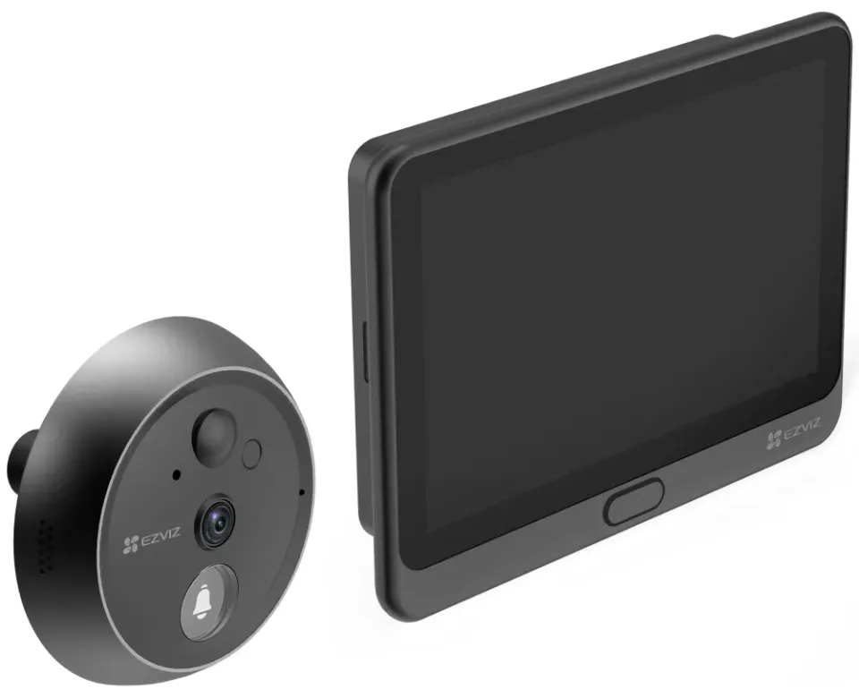 EZVIZ chytré dveřní kukátko s kamerou HP4/ Wi-Fi/ 2K/ 4,3" monitor/ napájení ze sítě a baterie/ 4600 mAh/ šedé