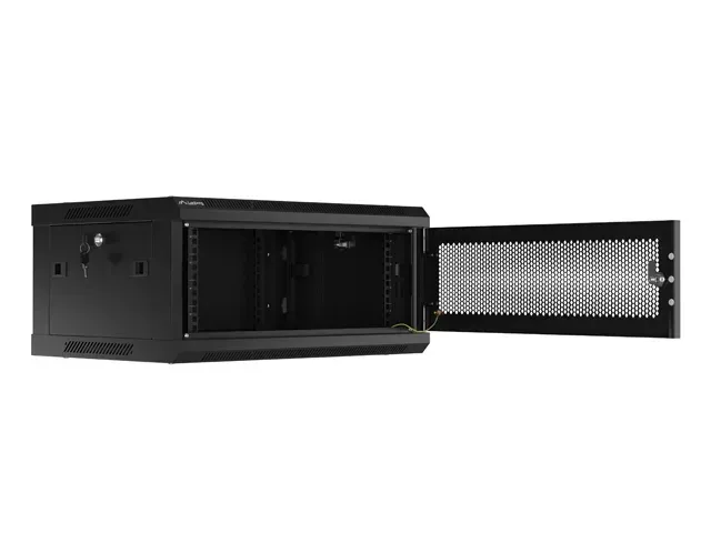 LANBERG RACKOVÁ SKŘÍŇ 19" NÁSTĚNNÁ 4U/600X450 S PERFOROVANÝMI DVEŘMI ČERNÁ (PLOCHÉ BALENÍ)
