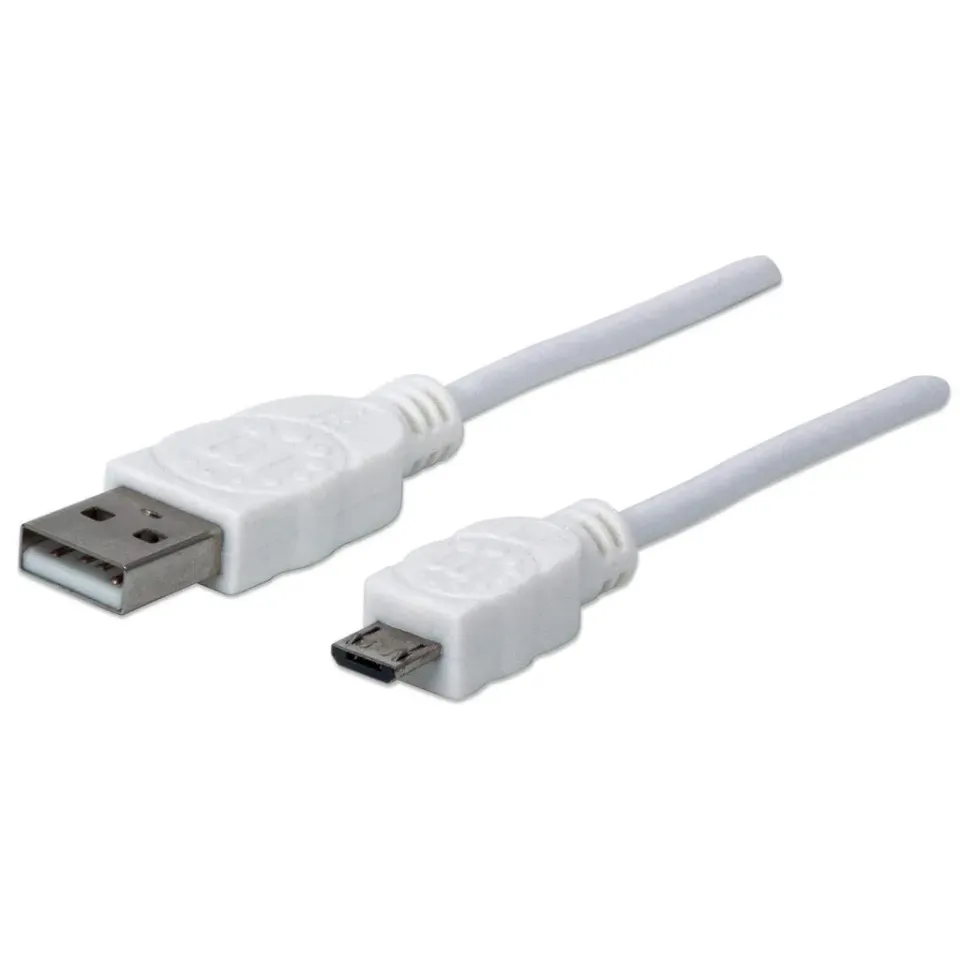 MANHATTAN Kabel propojovací USB 2.0 A Male / Micro-B Male, 1m, bílý