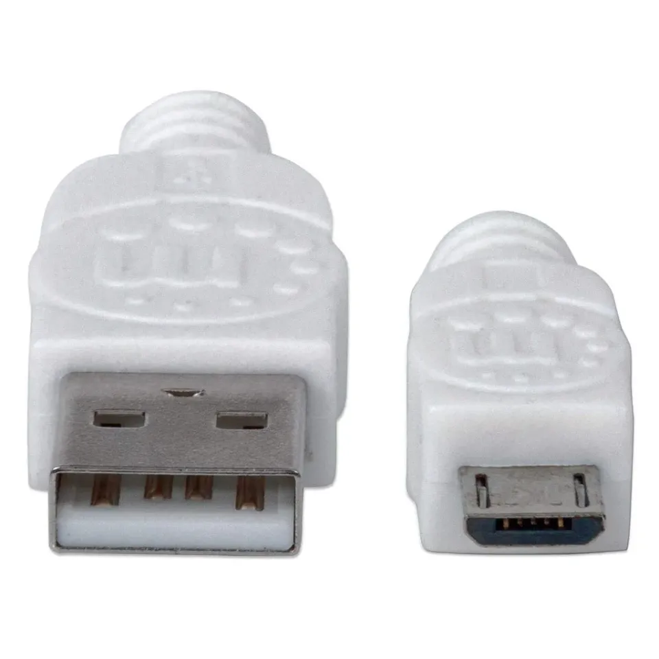 MANHATTAN Kabel propojovací USB 2.0 A Male / Micro-B Male, 1m, bílý