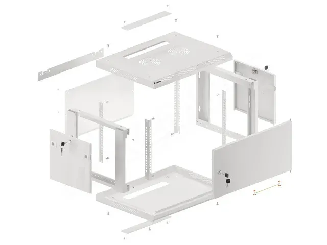 LANBERG Nástěnná jednodílná skříň 19" 6U/600x450, šedá (RAL7035), plechové dveře