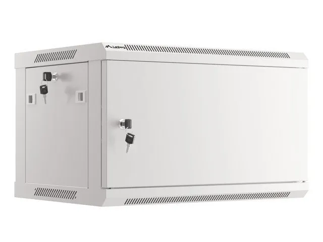LANBERG Nástěnná jednodílná skříň 19" 6U/600x450, šedá (RAL7035), plechové dveře