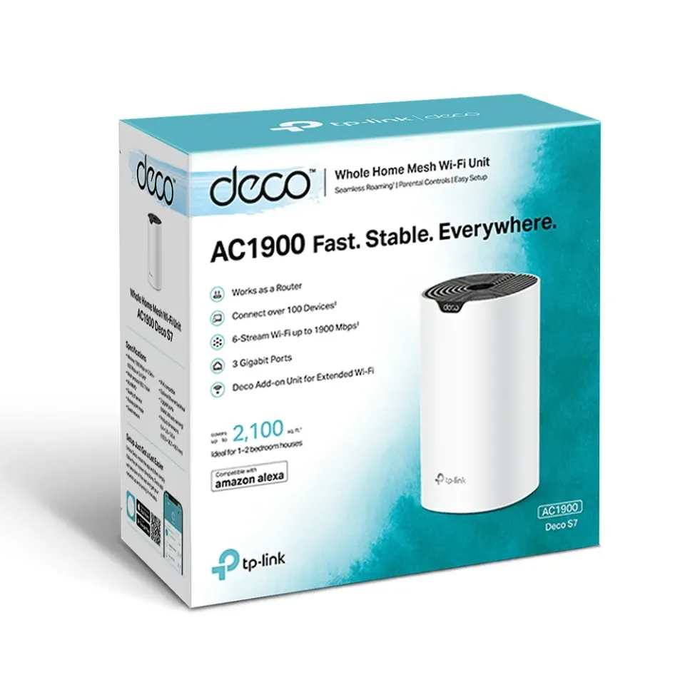 TP-Link Deco S7(1-pack) Mesh systém AC1900 s Wi-Fi pro celoplošné pokrytí domácn