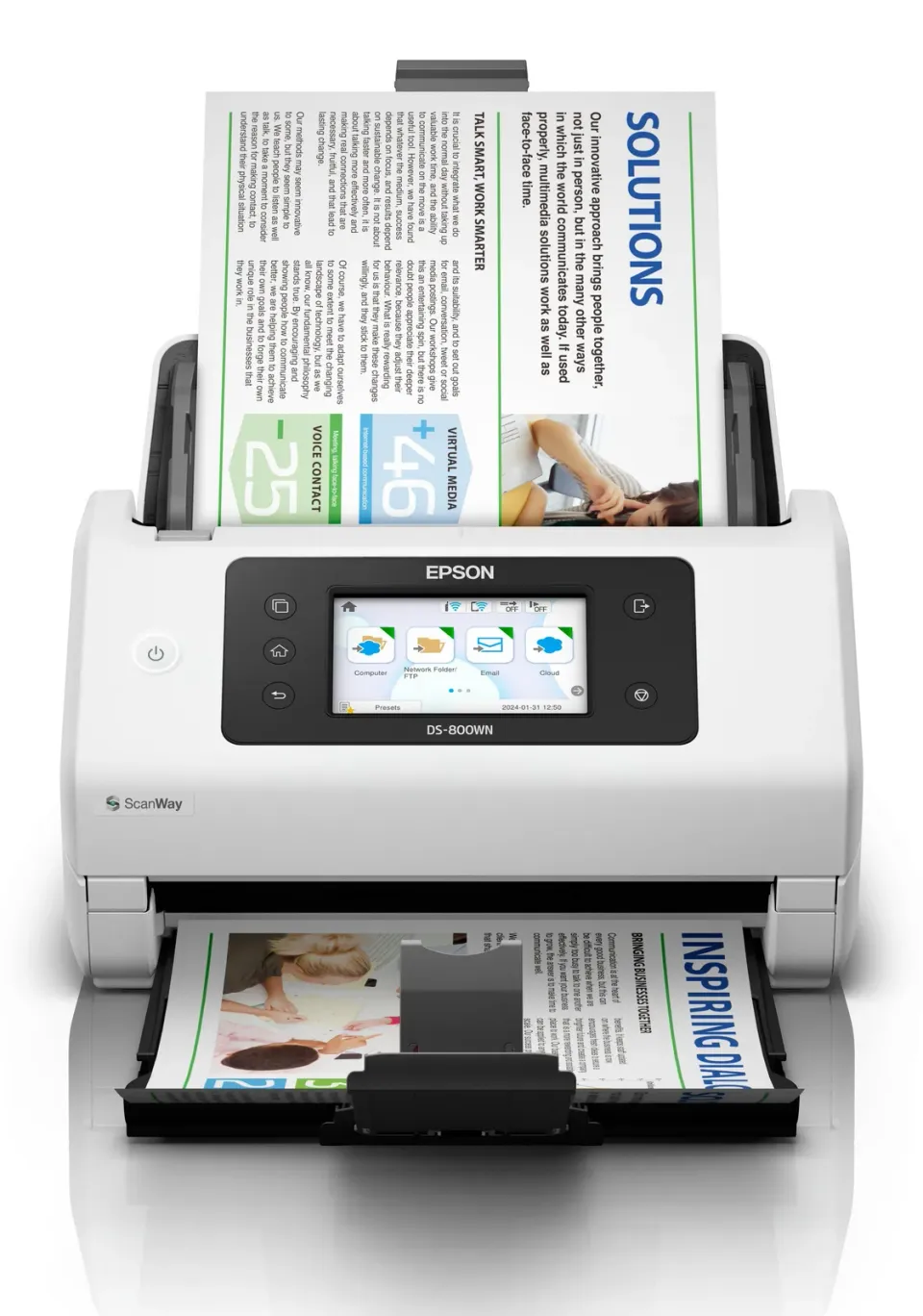 EPSON skener WorkForce DS-800WN - A4/50 str./min/600x600dpi/USB3.0/DADF/LAN/Wi-F