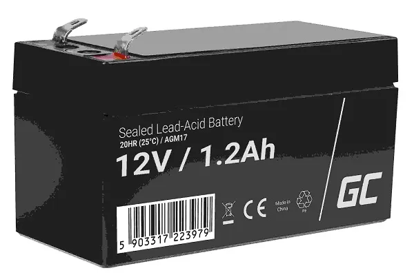 Green Cell AGM VRLA 12V 1.2Ah maintenance-free battery for the alarm system, cas