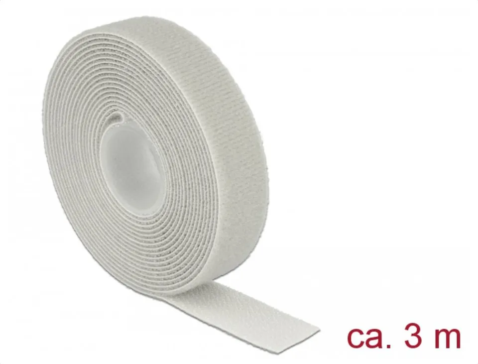 Delock Kabelbinder mit Klettverschluss 3 m x 20 mm oval grau