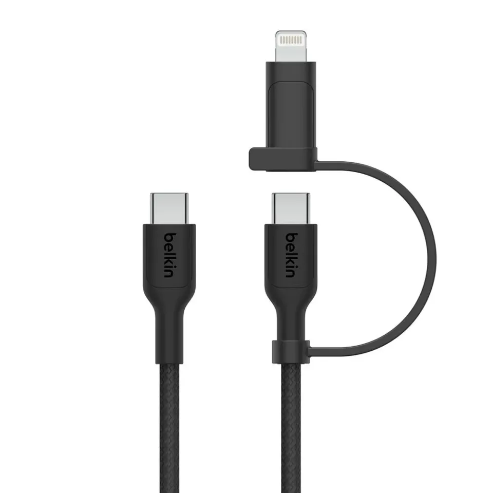 Belkin BOOST CHARGE PRO 2v1 USB-C a Lightning kabel, 1,5m, černý - odolný