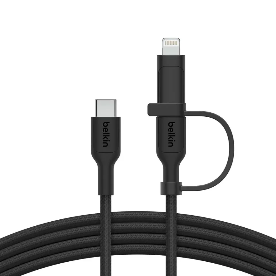 Belkin BOOST CHARGE PRO 2v1 USB-C a Lightning kabel, 1,5m, černý - odolný