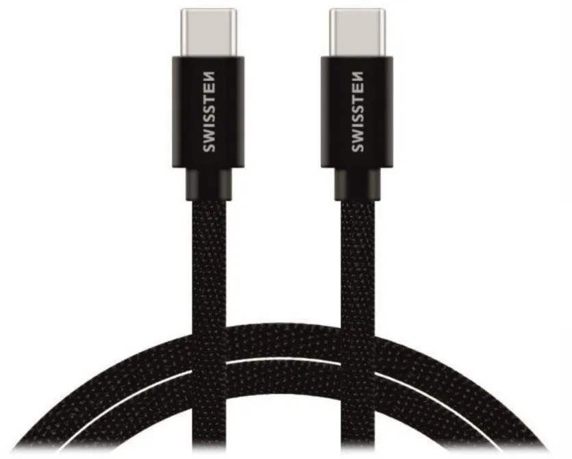 Swissten Datový Kabel Textile USB-C / USB-C 3m Černý
