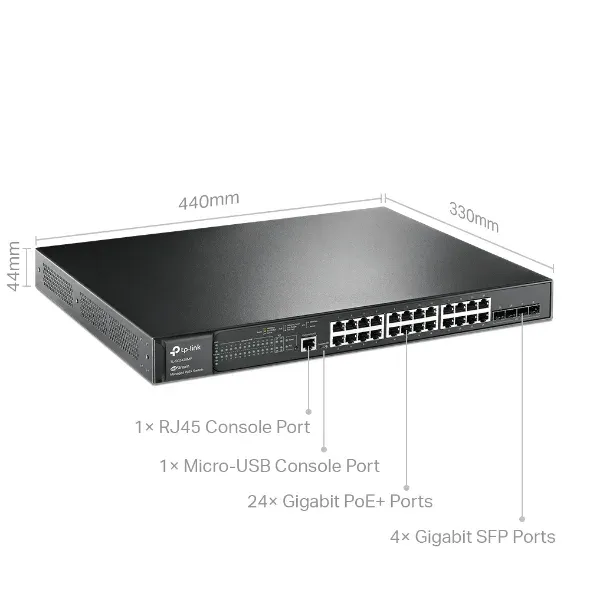 TP-Link TL-SG3428MP JetStream Switch L2 24xGLAN 4xSFP PoE+ 384W, OMADA SDN