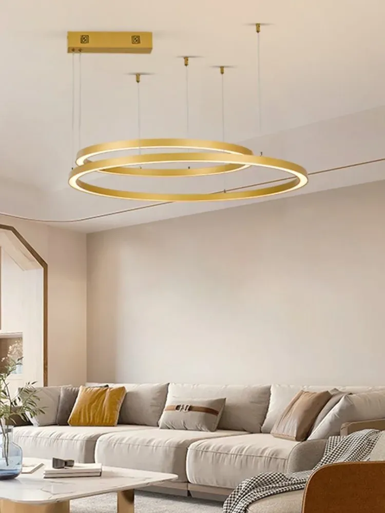 IMMAX NEO FINO NEW SMART závěsné svítidlo 2 kruhy, 60+80cm, 93W zlaté, Zigbee 3.0, TUYA