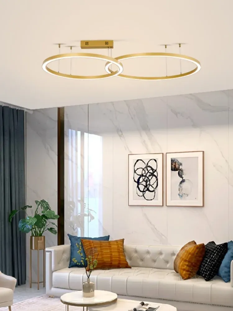 IMMAX NEO FINO NEW SMART závěsné svítidlo 2 kruhy, 60+80cm, 93W zlaté, Zigbee 3.0, TUYA
