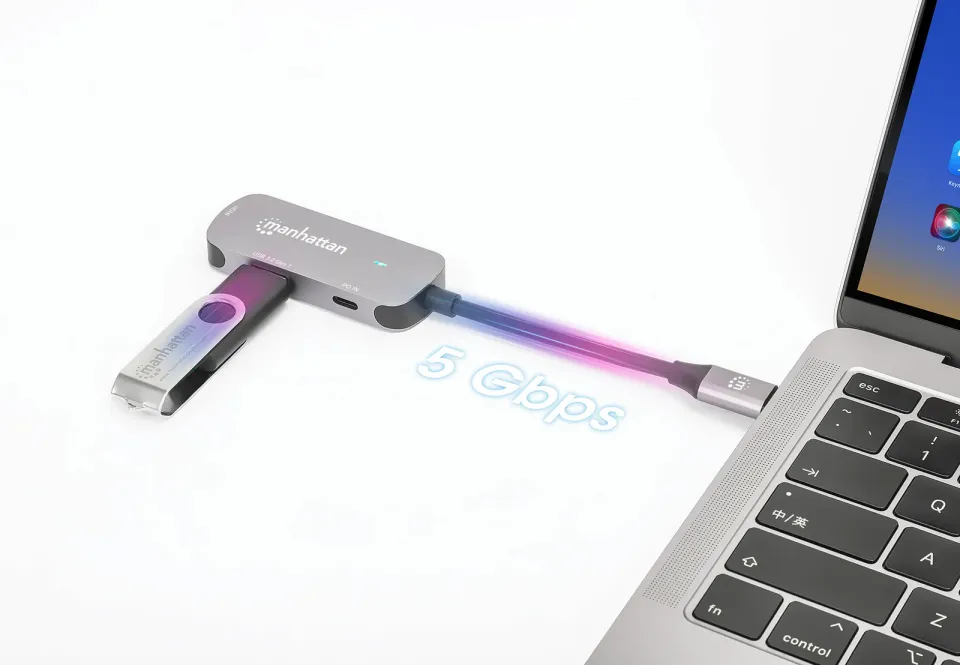 MANHATTAN Dokovací stanice USB-C 3v1, 1xHDMI, 1xUSB-C, 1xUSB, šedá