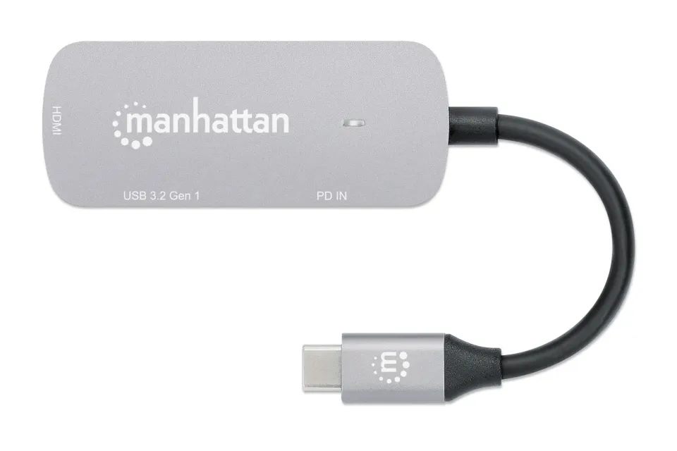 MANHATTAN Dokovací stanice USB-C 3v1, 1xHDMI, 1xUSB-C, 1xUSB, šedá