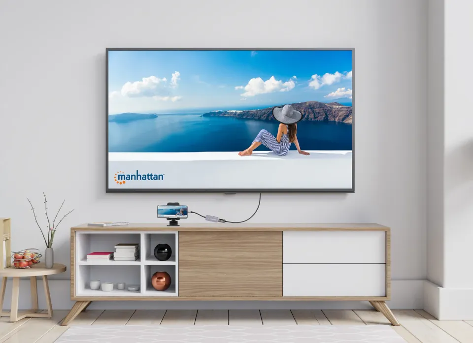 MANHATTAN Dokovací stanice USB-C 3v1, 1xHDMI, 1xUSB-C, 1xUSB, šedá