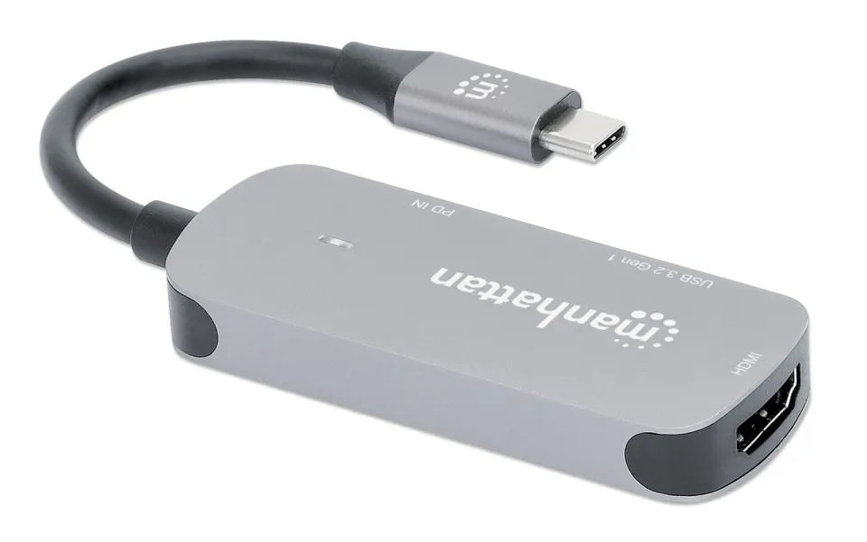 MANHATTAN Dokovací stanice USB-C 3v1, 1xHDMI, 1xUSB-C, 1xUSB, šedá