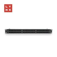LYNX 19" patch panel 48-port, UTP Cat5e, 50µ, nestíněný, černý