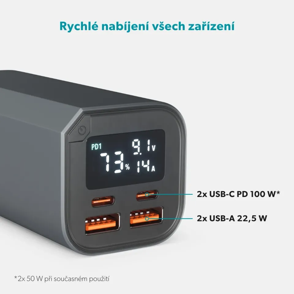 Epico Alu Power Banka PD 100W - 20 000mAh - šedá
