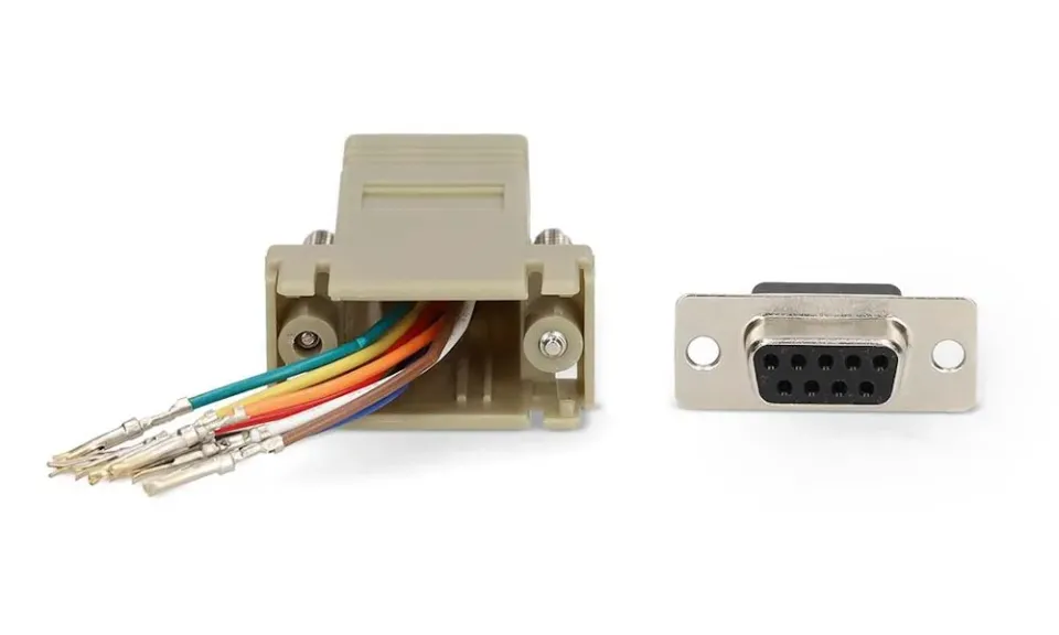 NEDIS serial adaptér/ zásuvka D-SUB 9-Pin - zásuvka RJ45/ pooniklovaný/ slonovinová kost/ blistr